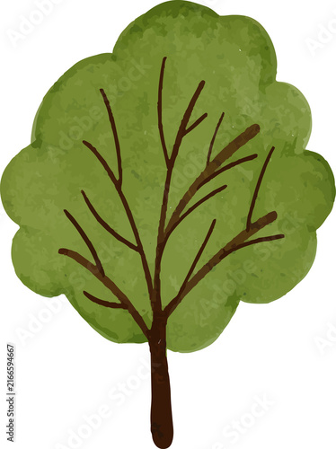 Cuadro en lienzo Watercolor Green Tree Illustration