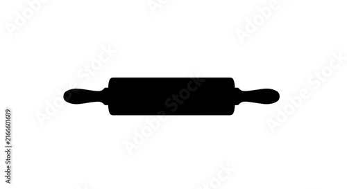 Foto Black silhouette of a rolling pin on white background with food preparation kitc