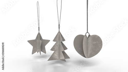 Christmas tree decorations 3D Rendering 