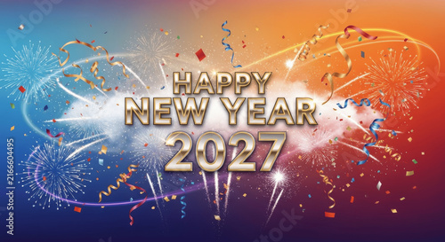 Happy New Year 2027 Celebration Greeting,