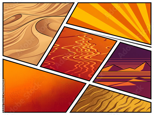 Desert Heat Comic Panel Background – Sand and Sun Theme