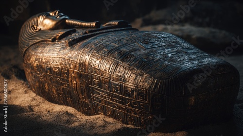 Ancient Egyptian Sarcophagus in Desert Tomb