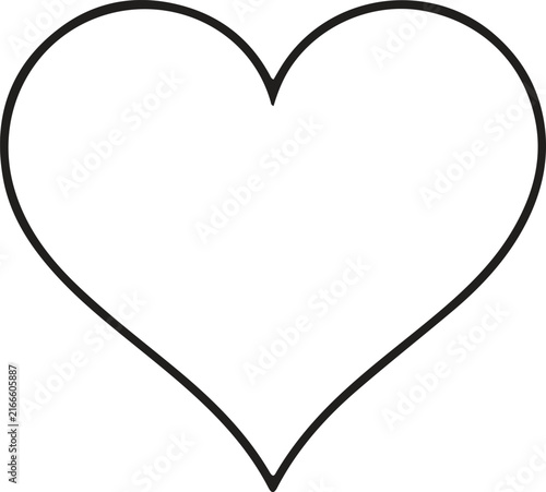 Simple Black Heart Outline Icon, Minimal Romantic Love Symbol with Clean Smooth Curves, Valentine Day Graphic Element, Elegant Vector Illustration for Cards, Logos, Posters and Art