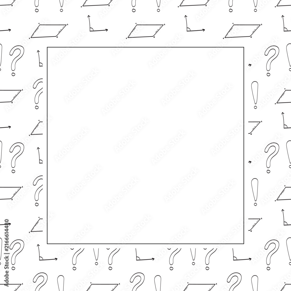 Obraz premium Doodle math square frame, mathematics background