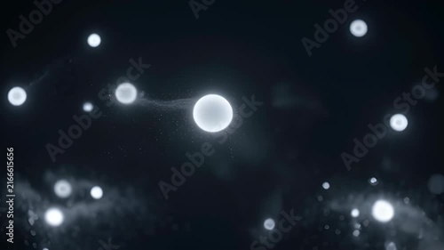 Glowing Orbs of Light Floating in Dark Space with Wispy Trails and Particles