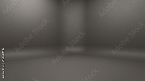 Empty dark grey studio room with seamless cyclorama wall and soft lighting, perfect for product photography or video shoots.