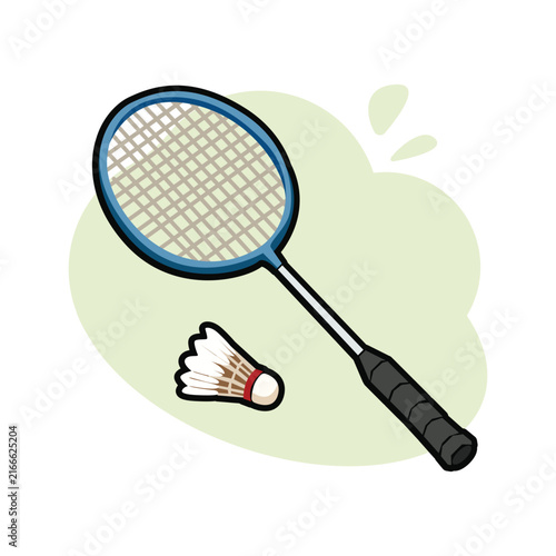 Foto badminton racket and shuttlecock