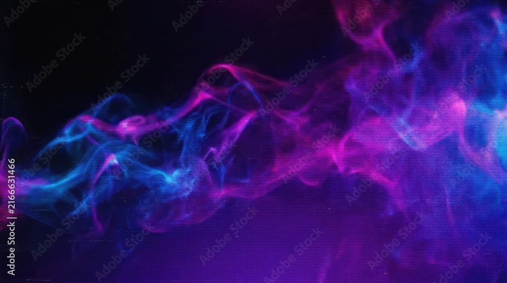 Fototapeta premium Vibrant purple and black abstract smoke swirls on dark gradient background for modern design