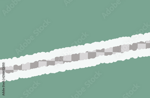 Diagonal torn paper edge revealing checkerboard pattern on green background with ripped paper diagonal strip white border paper tear rough edge paper rip graphic design