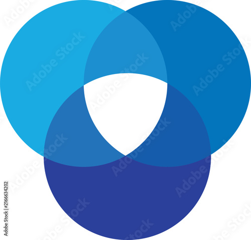 A crisp professional vector illustration featuring three intersecting blue circles. The clean lines and harmonious color palette make it an excellent choice for corporate reports technical diagrams.