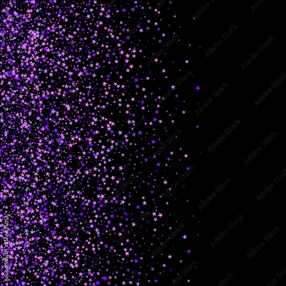 Obraz premium Purple glowing stars scattered on a black background festive sparkle vector illustration. eps 10