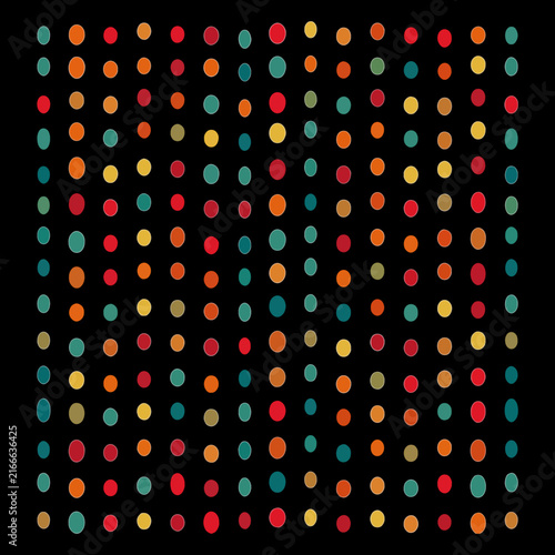 Colorful Halftone Polka Dot Seamless Pattern on Dark Black Background Vector