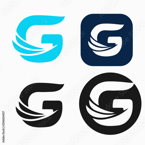 Letter G Logo Set with Wing and Arrow Elements Modern Business Branding Icons