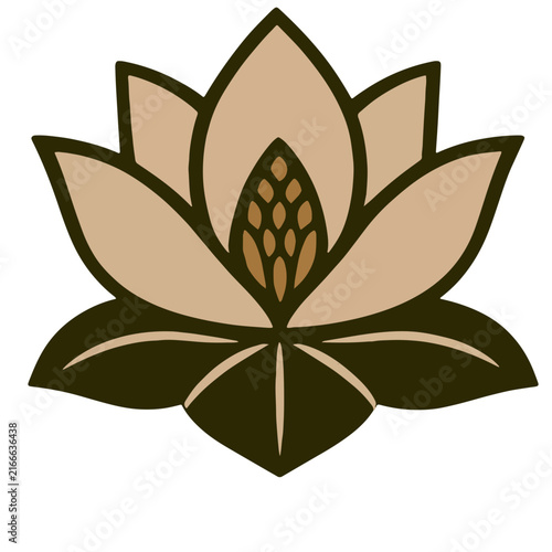 Elegant Lotus Flower Vector Illustration in Neutral Earth Tones