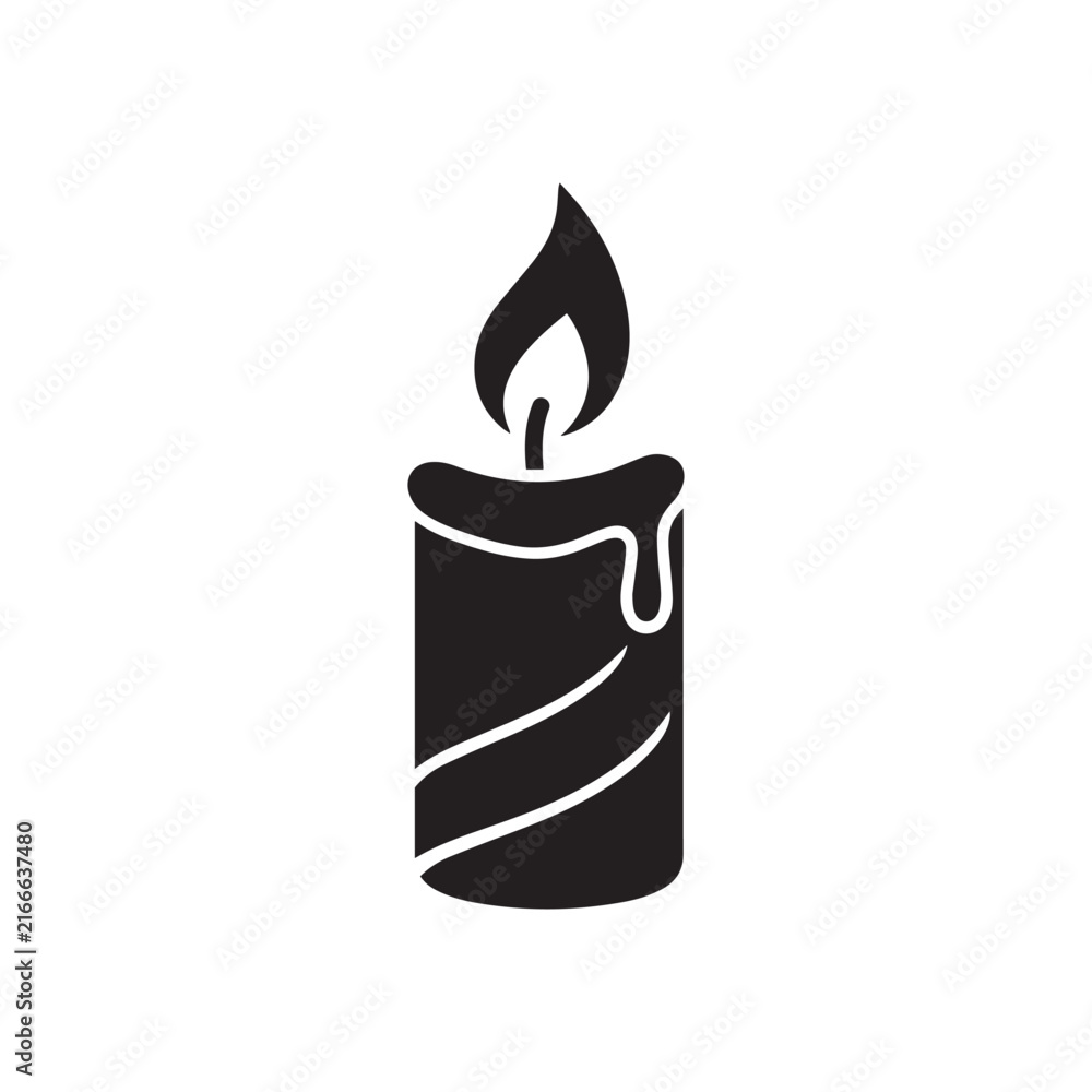 Obraz premium Minimal Burning Candle with Flame Decorative Vector Icon