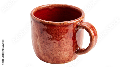 Rustic ceramic coffee mug with drinkware, beverage as clean cutout