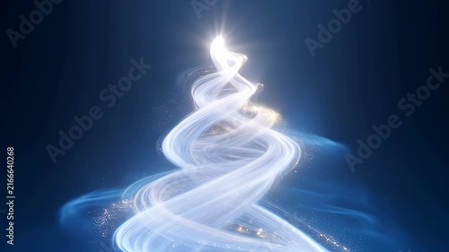 Abstract Swirling Blue and White Light Vortex with Glittering Particles on Dark Background