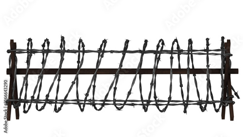 Quadro su tela Barbed Wire Steel Fence Security Barrier Roll