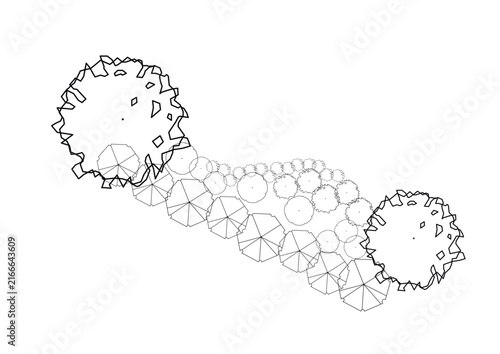 architecture drawing plant tree top view plan black vegetation vector. design nature architectural landscape set element illustration bush garden flora sapling minimal. architect isolated.