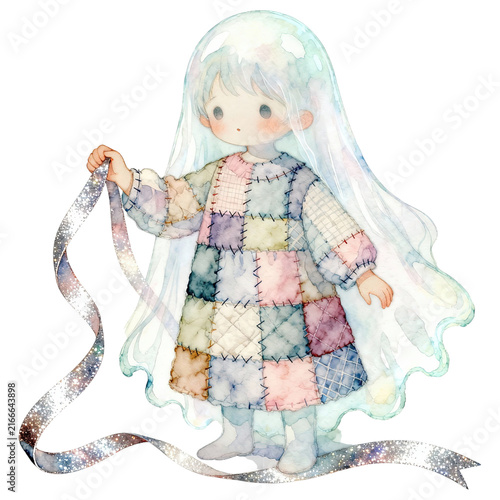 Girl in a Red Scarf and Winter Dress Smiling, Cute Child Doll Inspired Fashion Portrait with Hat and Long Hair, Christmas Childhood Toy Concept on White Background