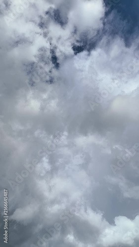 A timelapse of the movement of clouds against the blue sky on a warm summer day. View of the sky and slowly floating fluffy clouds.