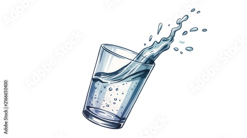 Glass of splashing fresh water illustration