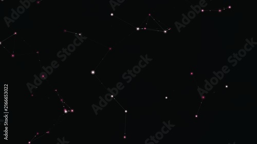 Abstract digital plexus network of nodes and connecting lines on black background