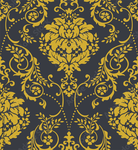 Obraz na plátně luxury damask pattern gold