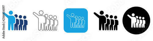 Team Presentation Icon Set with Blue Fill, Gray Outline, Blue Square White Outline, Black Fill, Black Circle White Fill Variations Collection 5 Styles Isolated on Transparent Background