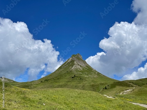 mountain and clouds