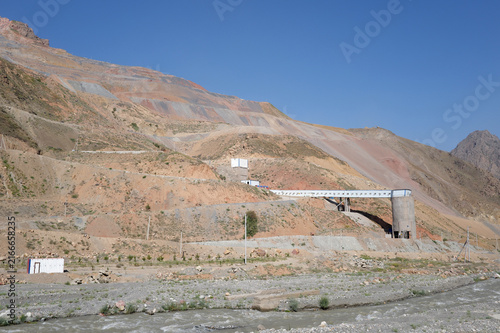 Canvastavla environmentally unfriendly gold mining in the mountainous landscape