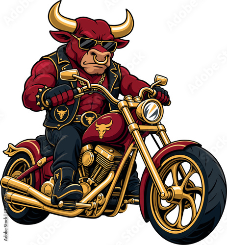 Canvastavla Bull Chopper: Bull Chopper Heavyweight Cruiser Motorcycle Logo