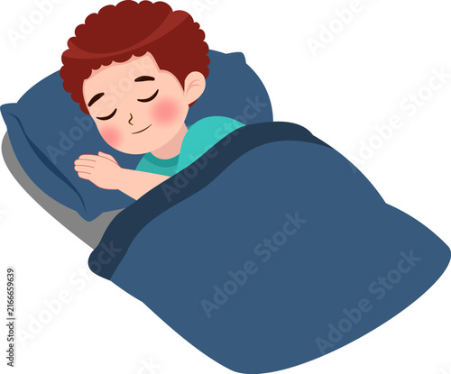 Cute Children Sleeping in Cozy Bed