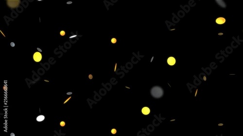 Floating orbs with glowing lights on dark background. 2d animation