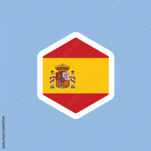 Spain Flag Hexagon Badge Icon with National Coat of Arms