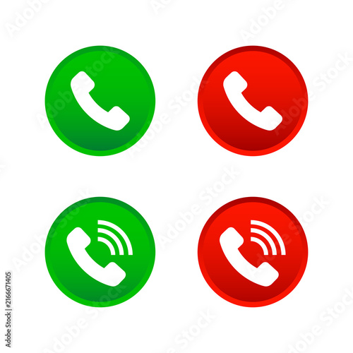 Obraz na plátně Phone Call and Incoming Call Icons in Green and Red