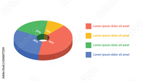 Colorful 3d donut chart with percentage data visualization segments