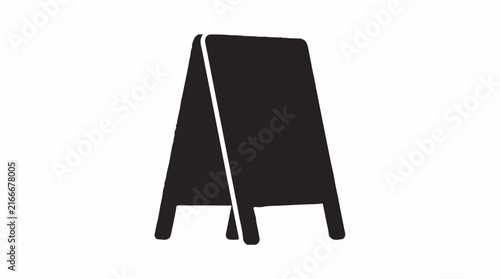 Black silhouette of a blank a frame sidewalk sandwich board sign