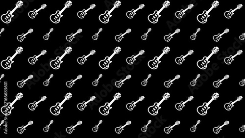 Seamless Diagonal Guitar Pattern Design for Musical Background Themes 4k Motion Loop