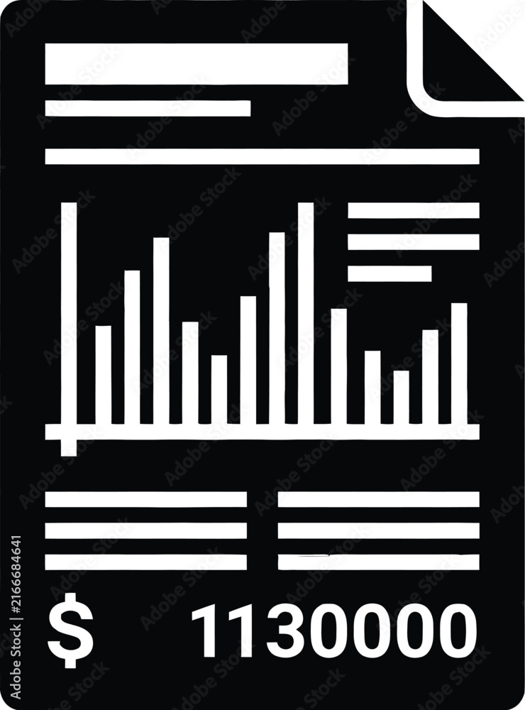 Obraz premium Financial report document with bar chart graph and dollar amount