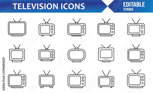 Retro Television and Electronic Display Icon Set