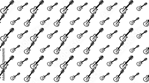 Seamless Diagonal Pattern Featuring Electric Guitars for Musical Design 4k Motion Loop