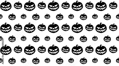 Seamless Halloween Pattern with Repeating Jackolantern Faces 4K Backdrop Motion Loop
