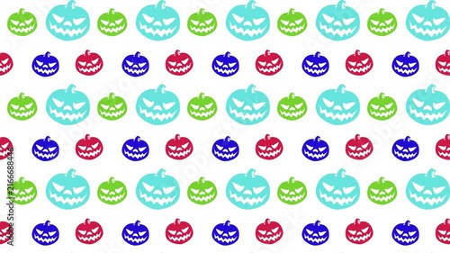 Colorful Halloween Jack O Lantern Seamless Pattern Digital Background 4k Motion Loop