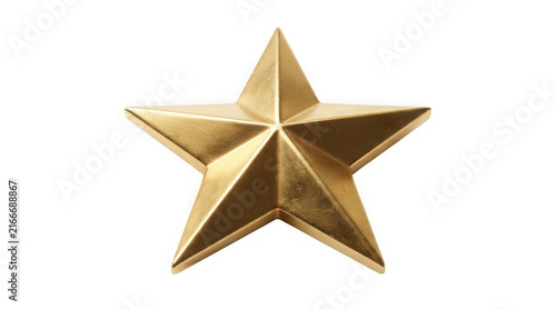Golden star award with polished metallic sheen during studio lighting Isolated on transparent background