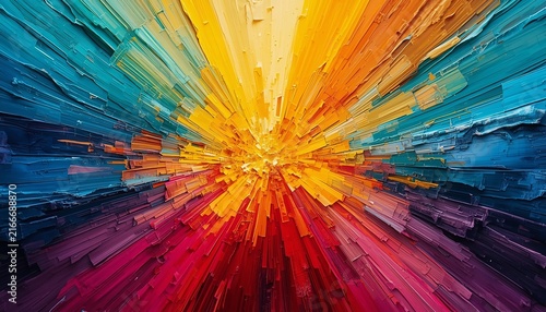 Abstract Color Explosion Background Rainbow Burst Texture Vibrant Radial Modern Artistic Backdrop Design
