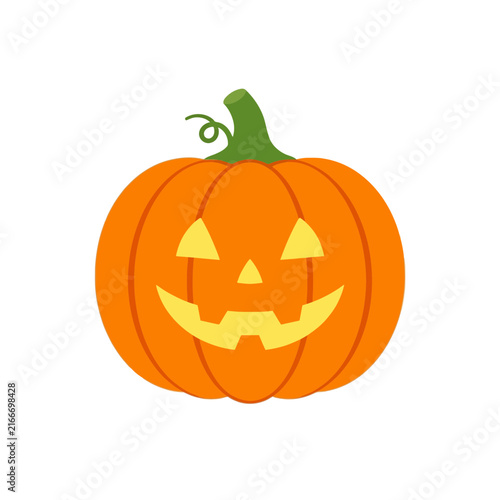 Halloween jack-o-lantern pumpkin vector, orange carved pumpkin with glowing face, spooky autumn holiday squash illustration isolated on White Background halloween