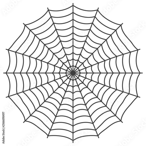 Symmetrical spider web vector illustration. Minimalist cobweb graphic element. Halloween decorative spiderweb icon for spooky designs. isolated on White Background halloween