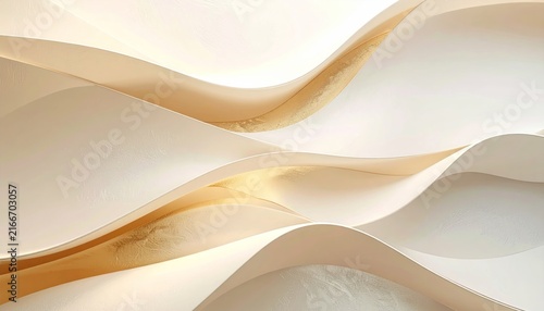Abstract beige and white wavy layer background.