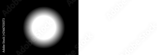 Abstract soft glowing white circle light effect with a gradient transition on a dark black background design element for digital art projects